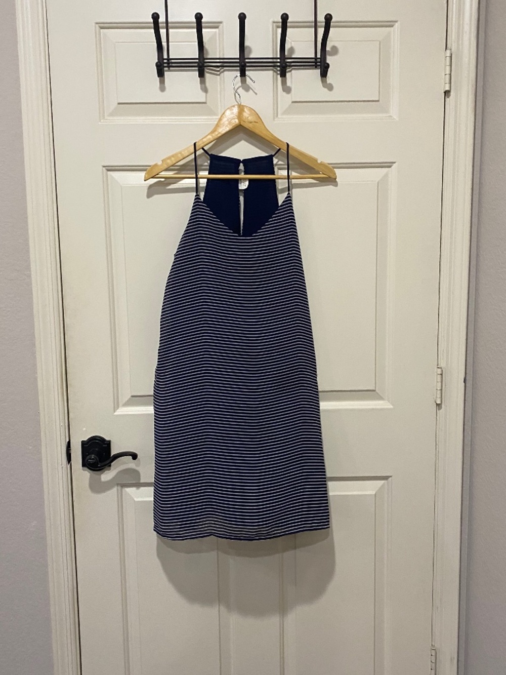 Japna Navy White Striped Spaghetti Strap Mini Dress Size M
